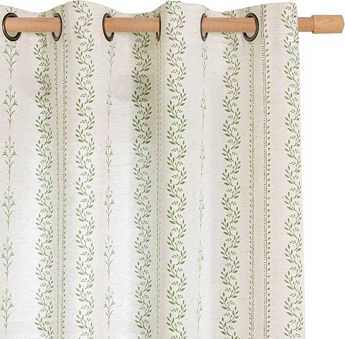 BGment Green Curtains Spring Leaf Floral Print Cottage Core Botanical Curtains