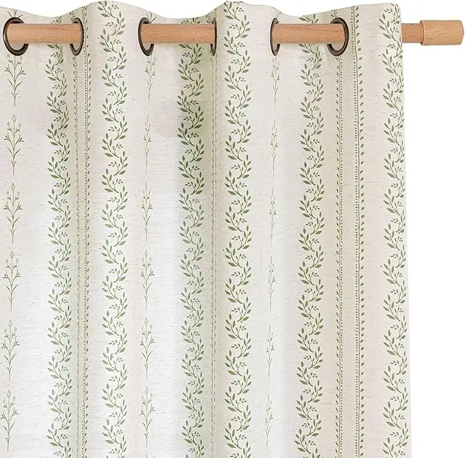 BGment Green Curtains Spring Leaf Floral Print Cottage Core Botanical Curtains