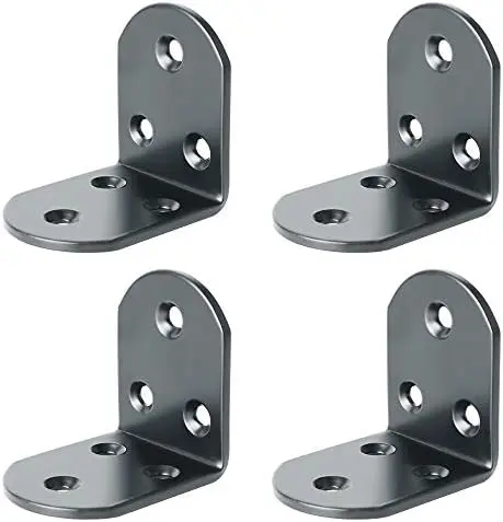 Black 4 Pcs L Brackets, Small Corner Brackets for Wood Furniture
