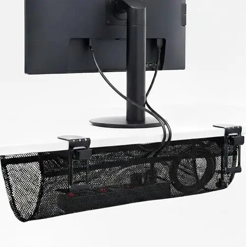 Black Clamp-on 24 in Mesh Net Cable Management Holder, DESK-AC24MH