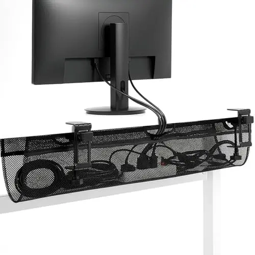 Black Clamp-on 36 in Mesh Net Cable Management Holder, DESK-AC36MH