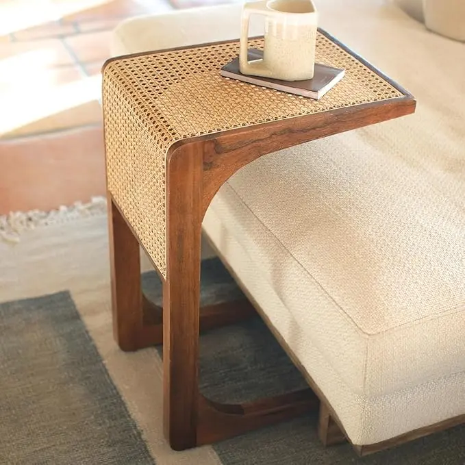 BLACK FOREST DECOR Sea Breeze Woven Cane Side Table