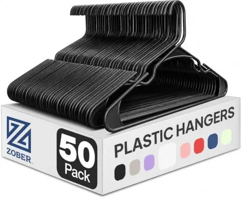 Black Plastic Hangers 50 Pack, Clothes Hangers Plastic