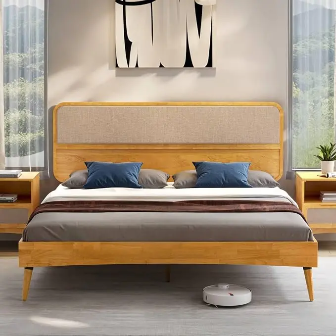 Bme Calista King Size Bed Frame – Solid Wood Platform Bed
