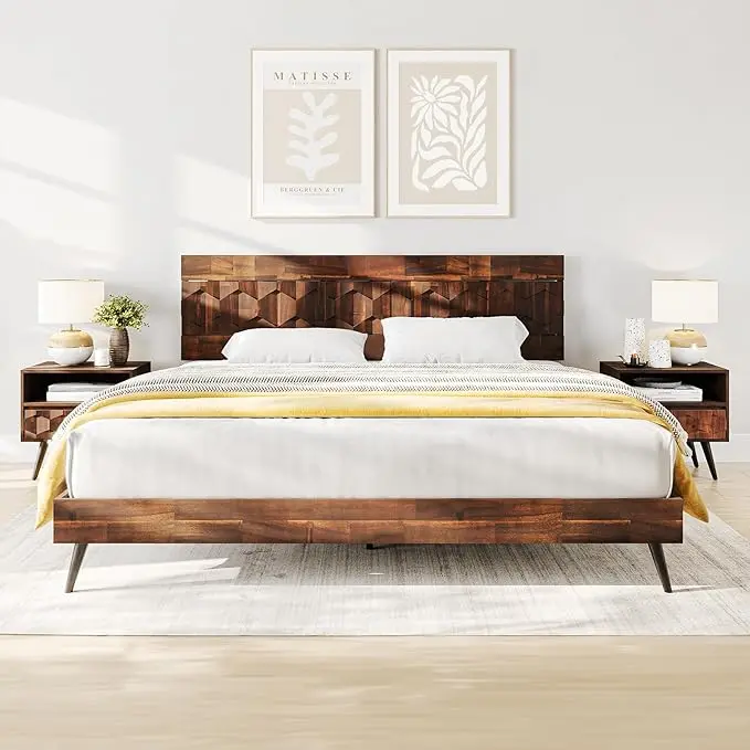 Bme Georgina Signature Dark Choco Bed Frame, King Bed Frame and Headboard