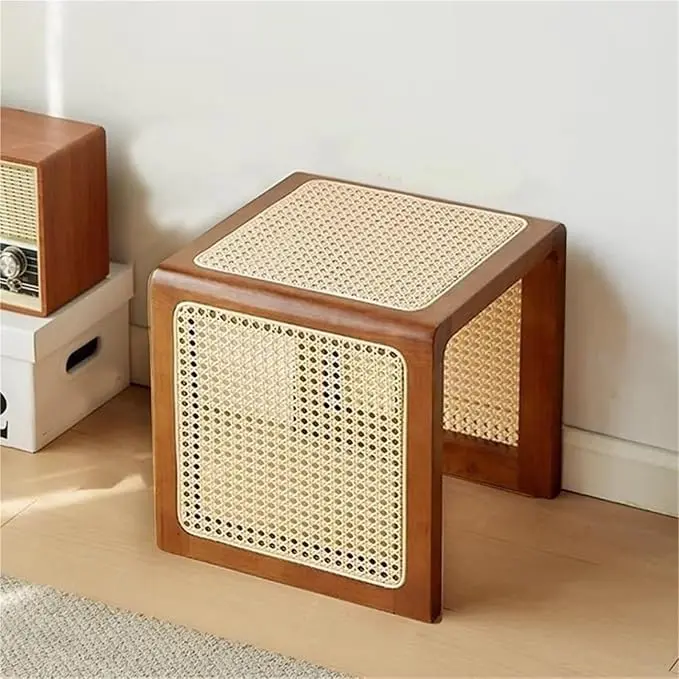 Bohemian Rattan Solid Wood Side Table Bedside Tables Decorative Table Night