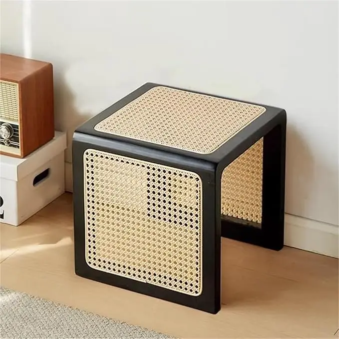 Bohemian Rattan Solid Wood Side Table Bedside Tables Decorative Table Night