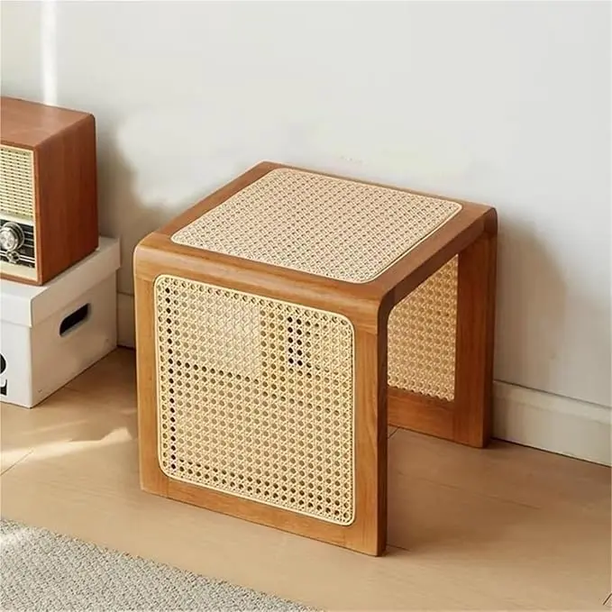 Bohemian Rattan Solid Wood Side Table Bedside Tables Decorative Table Night
