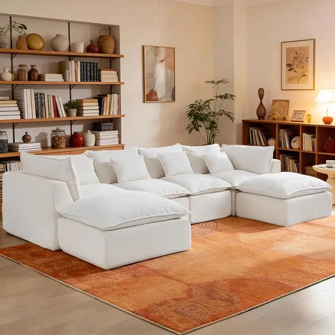 Boneless Couch Sectional Cloud Couch 130'' Oversized Modular Sectional Sofa
