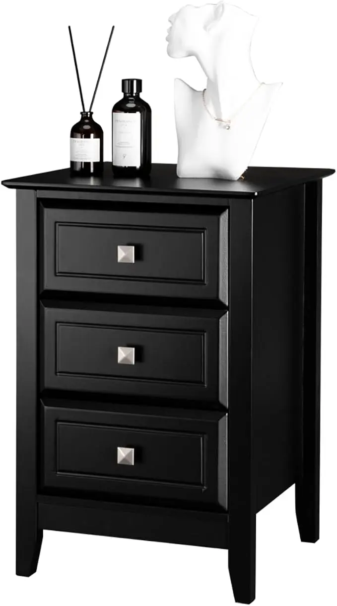 Bonnlo Upgraded Black Nightstand