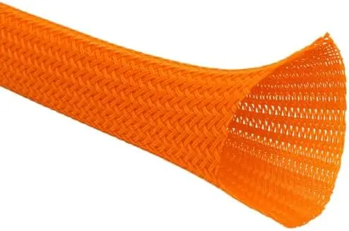 Braided Cable Sleeve Split Wrap 1-1/4" 25 Ft - Orange