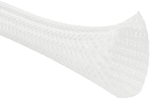 Braided Cable Sleeve Split Wrap 1-1/4" 50 Ft - White