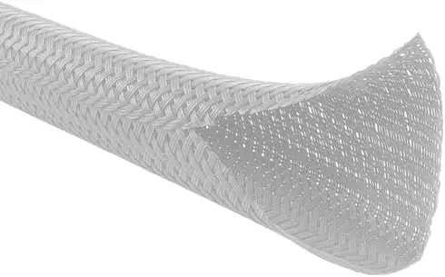 Braided Cable Sleeve Split Wrap 3/4" 10 Ft - Platinum Gray