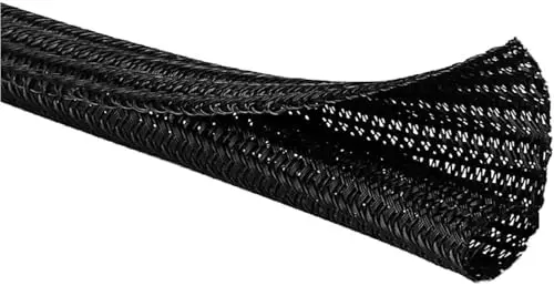 Braided Cable Sleeve Split Wrap 3/8" 100 Ft - Black