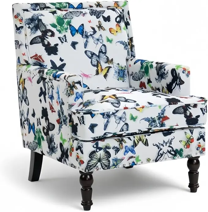 Butterfly Accent Chair, Floral Print Armchair
