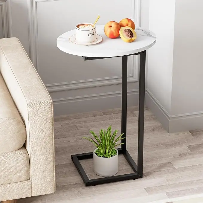 C Shaped End Side Table, Small Oval Couch Sofa Table