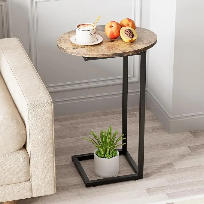 C Shaped End Table, Oval Couch Sofa Side Table