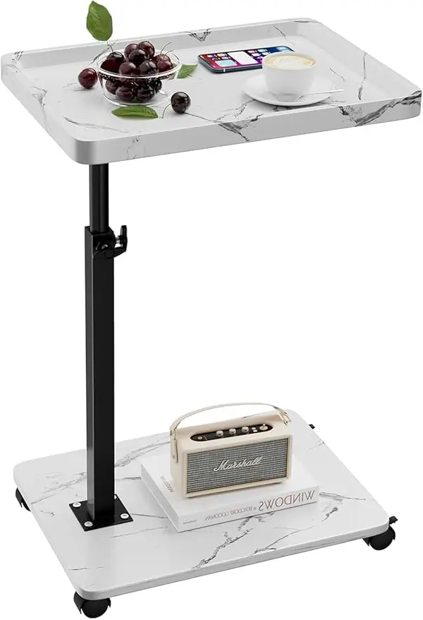 C Table End Table Adjustable Height, 360°Swivel TV Tray Table