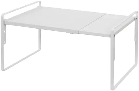 Cabinet Shelf Riser, Adjustable Cabinet Organizer, 10.3" Deep White