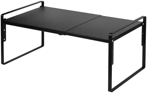 Cabinet Shelf Riser, Adjustable Cabinet Organizer, 12" Deep Black