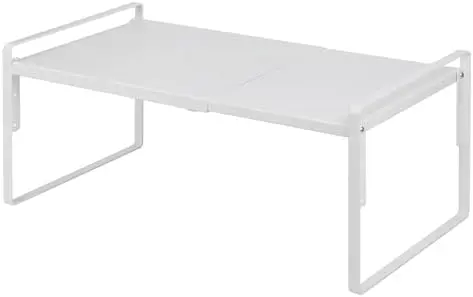 Cabinet Shelf Riser, Adjustable Cabinet Organizer, 12" Deep White