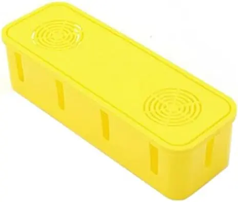 Cable Box Organizer for Protector and USB Hub, Yellow ABS Plastic