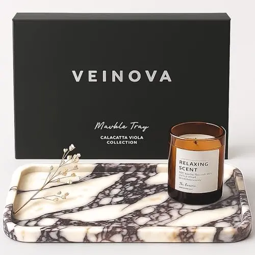 Calacatta Viola Marble Tray, Elegant Natural Stone, Large (12"x 8")