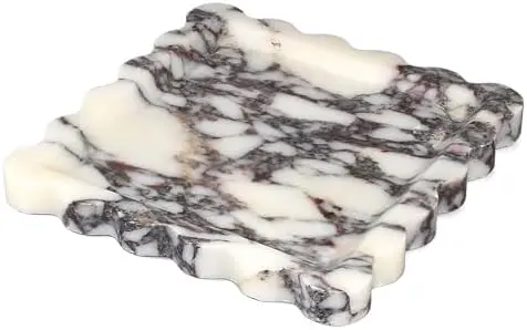 Calacatta Viola Marble Tray, Scalloped Coffee Table Tray Decor - 8"