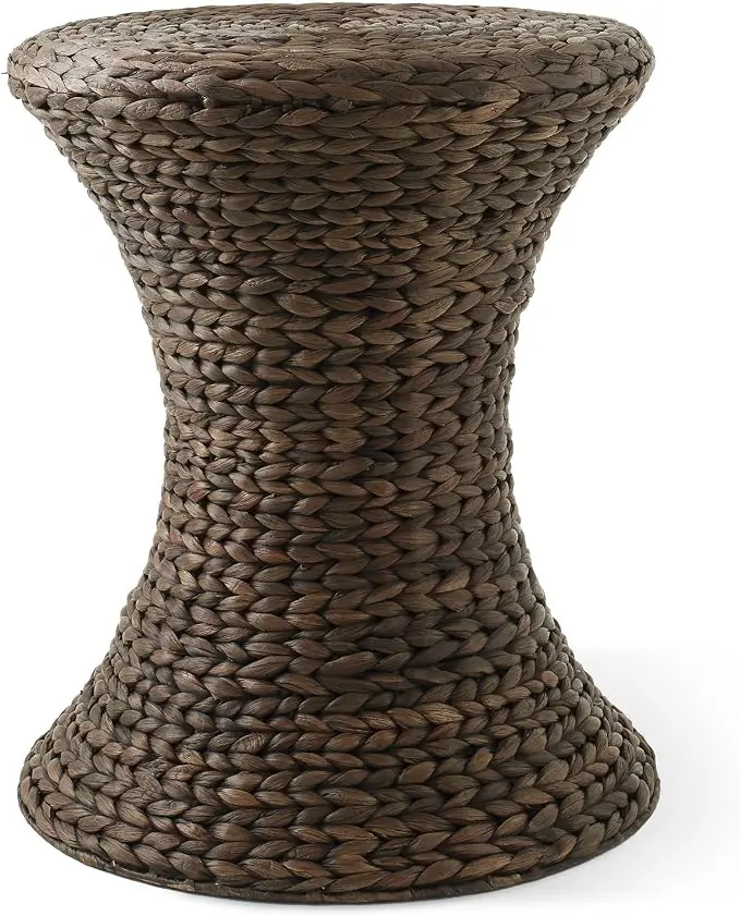 Casafield Hourglass Side Table, Espresso Dark Brown, Hyacinth Round End Table