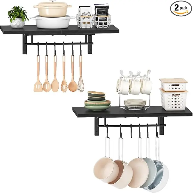 CHOEZON Wall-Mounted Pot Racks, Floating Shelves, Vintage Pot Hangers