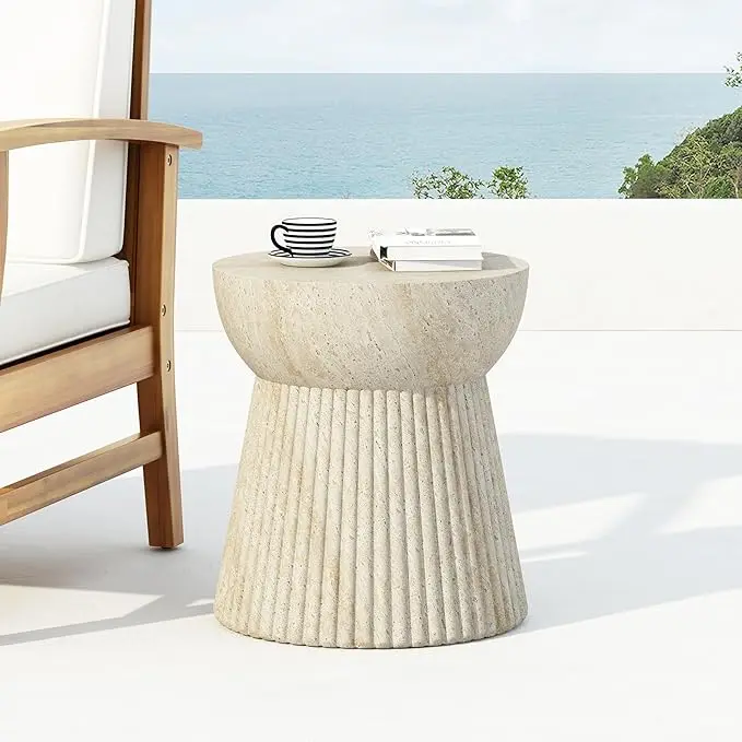 Christopher Knight Home Dila Patio Side Table, Lightweight Concrete End Table
