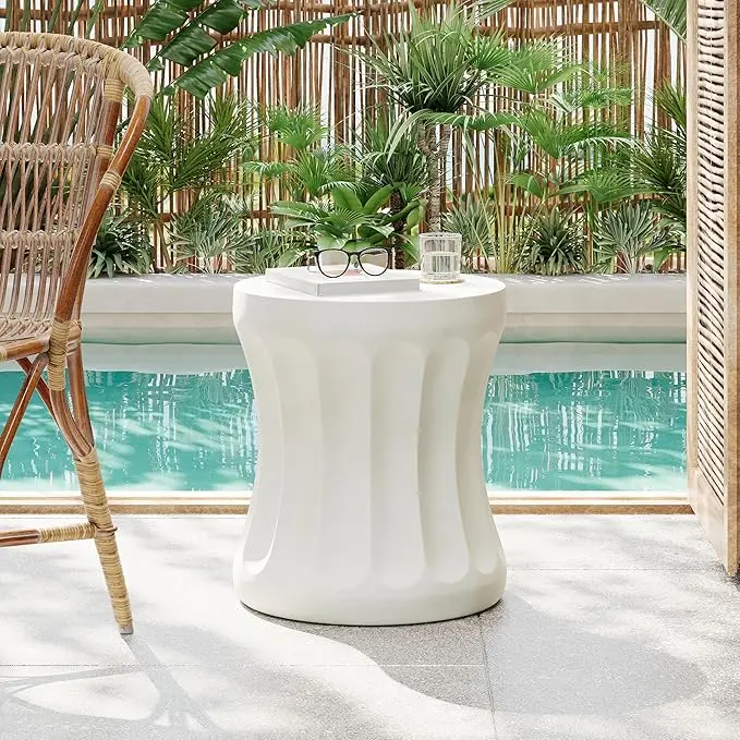 Christopher Knight Home Earleant Outdoor Side Table, Lightweight Concrete