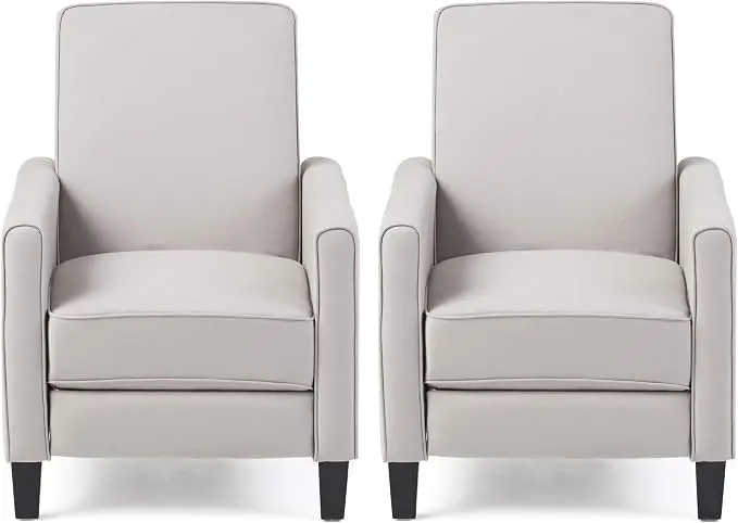 Christopher Knight Home Emmie Fabric Recliner, Light Gray, Dark Brown