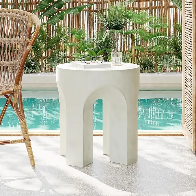Christopher Knight Home Ottilie Outdoor Side Table, Lightweight Concrete Garden
