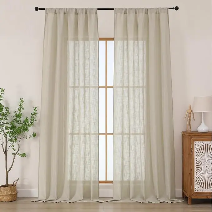 Chyhomenyc Extra Long Semi Sheer Curtains 108 Inches Long 2 Panels Set