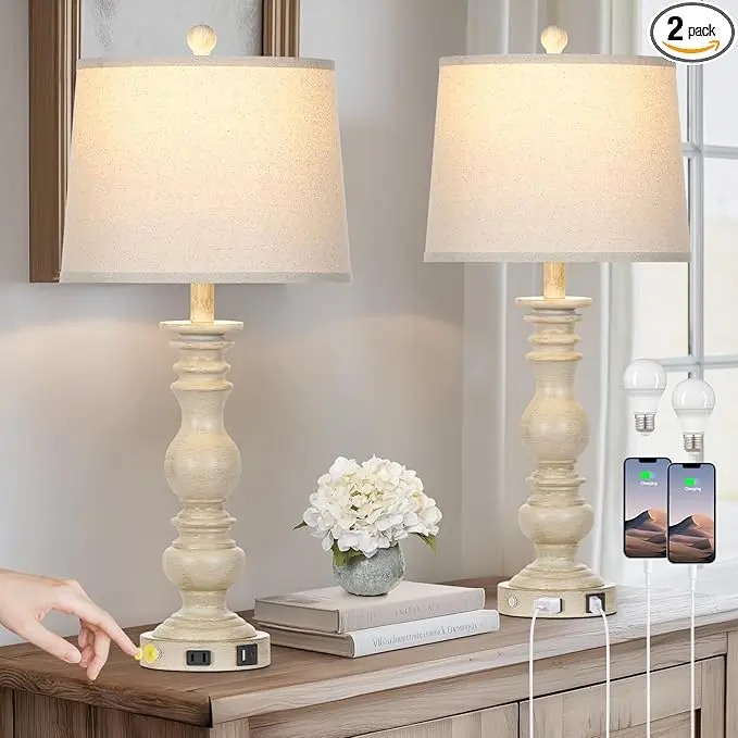 Cinkeda 28" Farmhouse Table Lamps Set of 2
