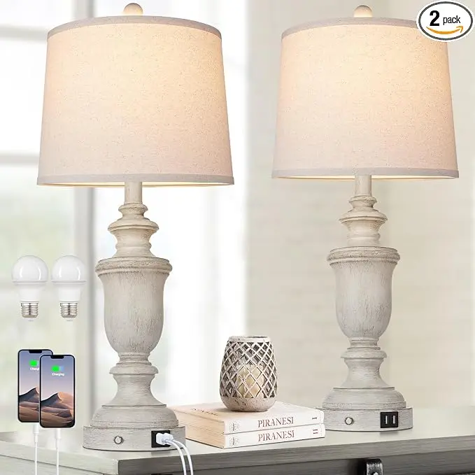 Cinkeda Farmhouse Table Lamps Set of 2