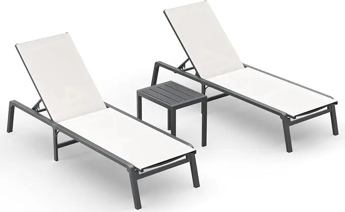 Ciokea Aluminum Foldable Lounge Chairs Set of 2
