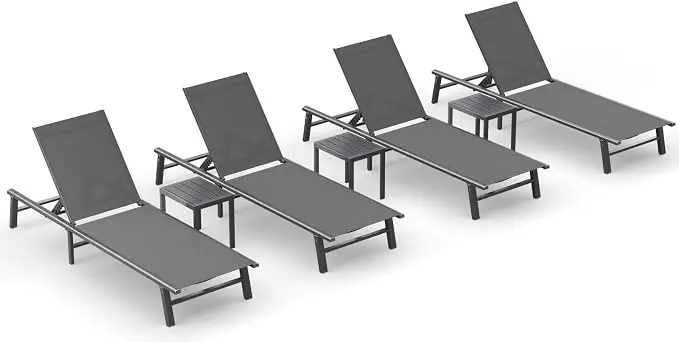 Ciokea Foldable Outdoor Lounge Chair Set of 4