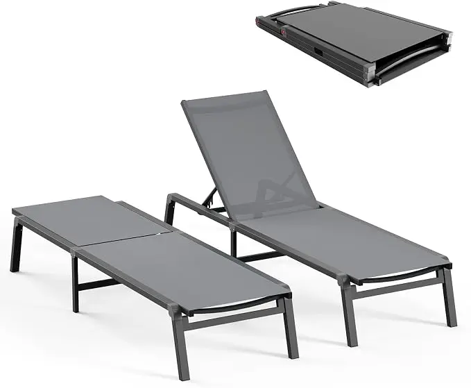 Ciokea Patio Chaise Lounge Chair, Foldable Lounge Chair
