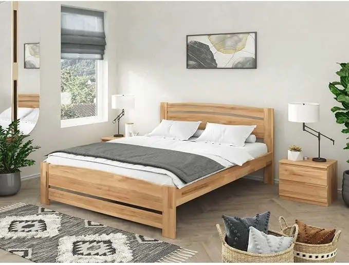 Cleante Eco Natural Wood Platform Bed