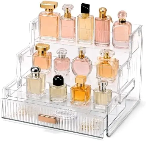 Clear Makeup Organizer Countertop for Vanity, Perfume Display Stand