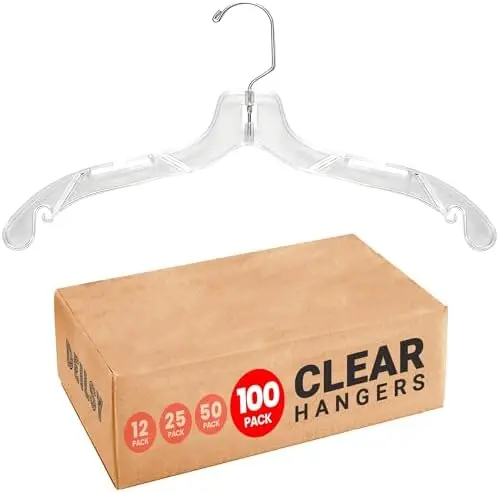 Clear Plastic Hangers 100 Pack Durable Plastic Shirt Hangers