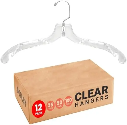 Clear Plastic Hangers 12 Pack Durable Plastic Shirt Hangers
