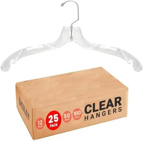 Clear Plastic Hangers 25 Pack Durable Plastic Shirt Hangers