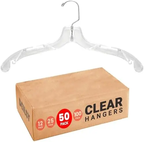 Clear Plastic Hangers 50 Pack Durable Plastic Shirt Hangers