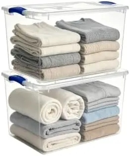Clear Storage Bins with Lids, 66 Quart Plastic Containers