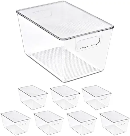 Clear Storage Bins with Lids for Kitchen (Large, 8 Pack)