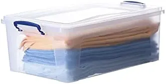 Clear Storage Box with Lid, 22 Quart Plastic Container Bins for Organizing, Stackable Crate, Organizer for Home, Office, School, and Dorm