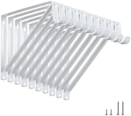 Closet Rod Brackets 11x9.5in, 10 Pack Closet Shelf Brackets, White
